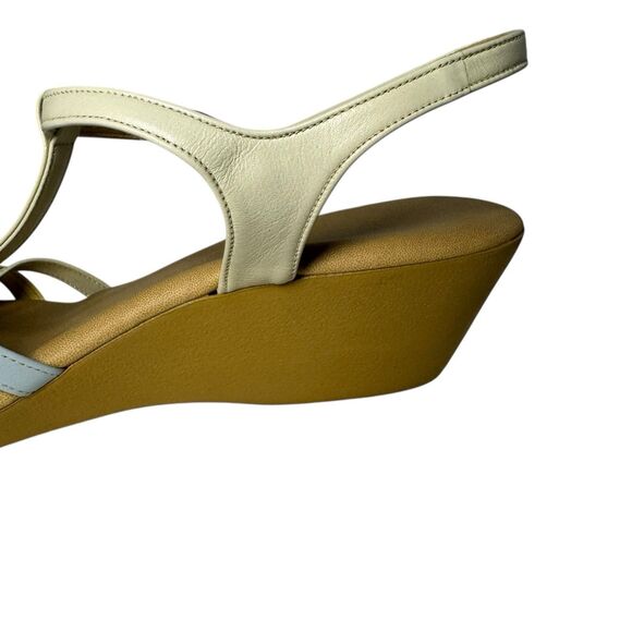 Vintage 70s Sandals YoYos Strappy Hippie Groovy Wedge Heel Pastel Leather 8.5 - Picture 11 of 16